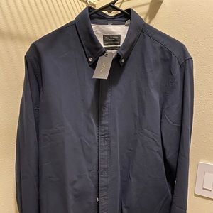 Rag & Bone Navy Button Down Dress Shirt